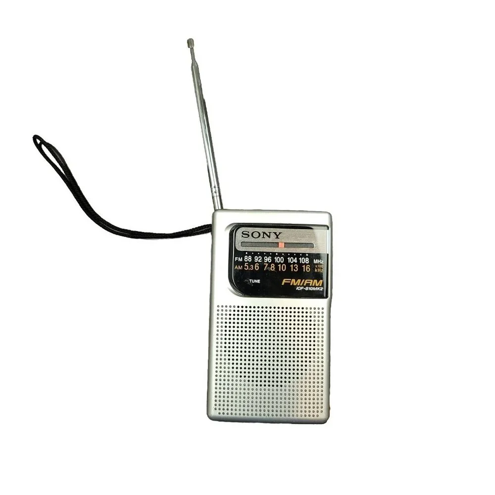 Sony ICF-S10MK2‎ FM - AM Portable Pocket Radio with Speaker Silver Rare TESTED